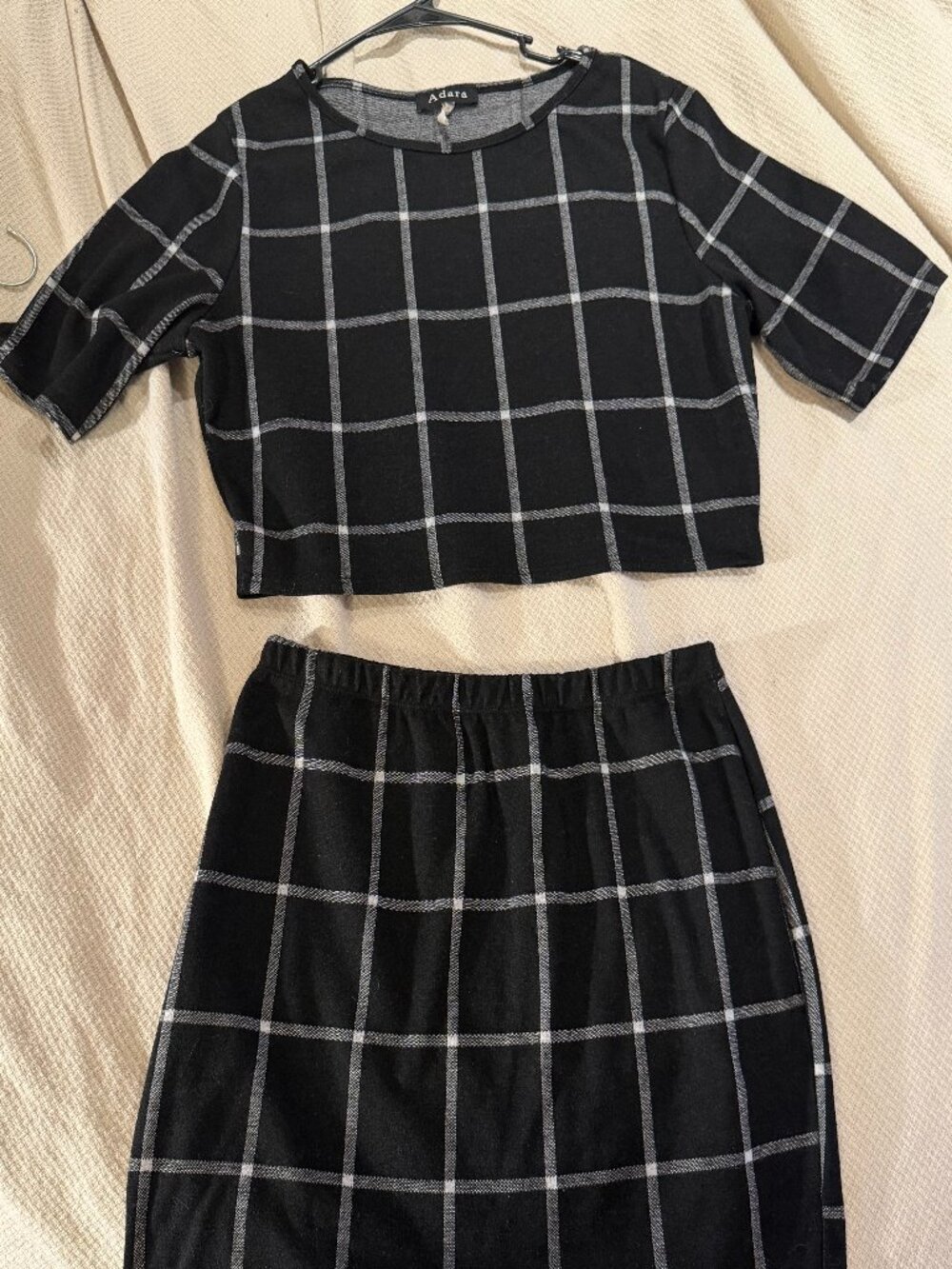 Adara Plaid Cropped Tee and Mini Skirt Set